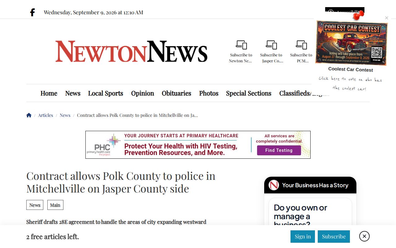 Mitchellville arrest coverage explaining Polk and Jasper County policing